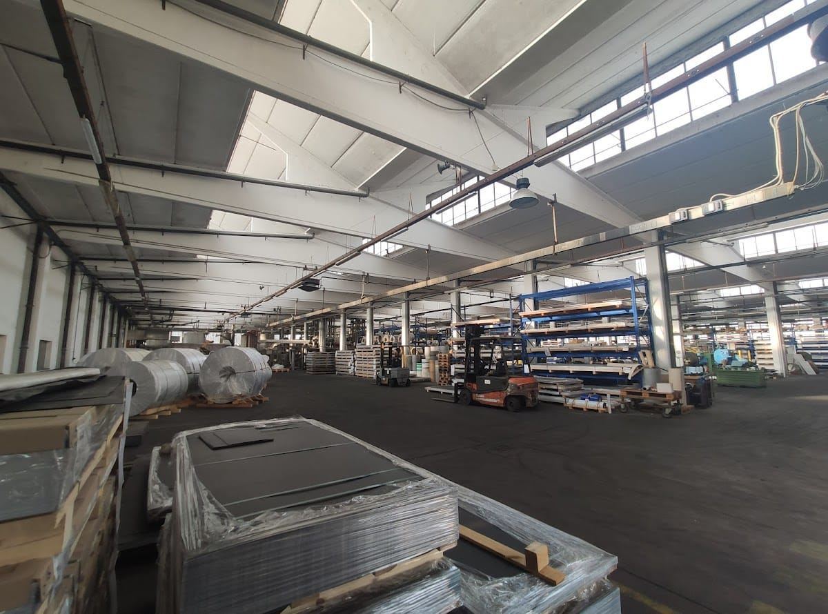 Inside the Overland factory, with coils and sheets ready for shipping