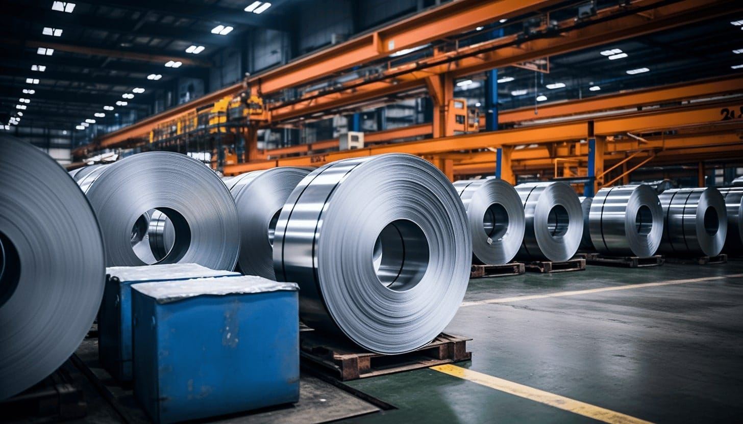 Aluminium coils on the production floor