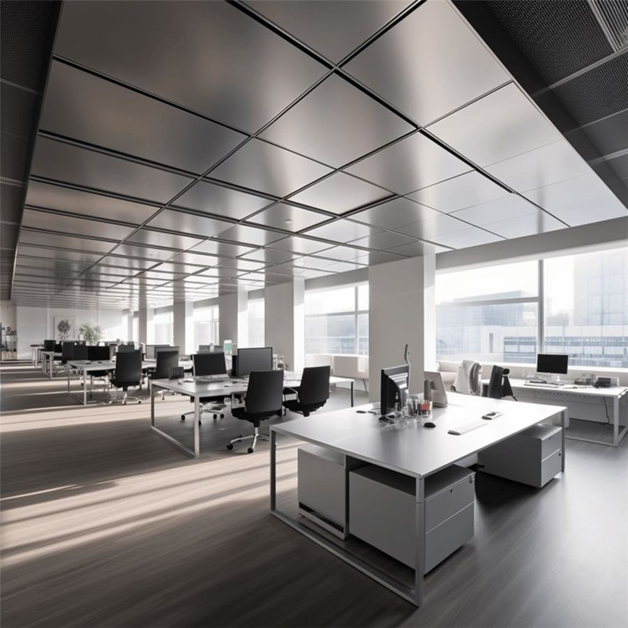 Open-plan office with insulated panels