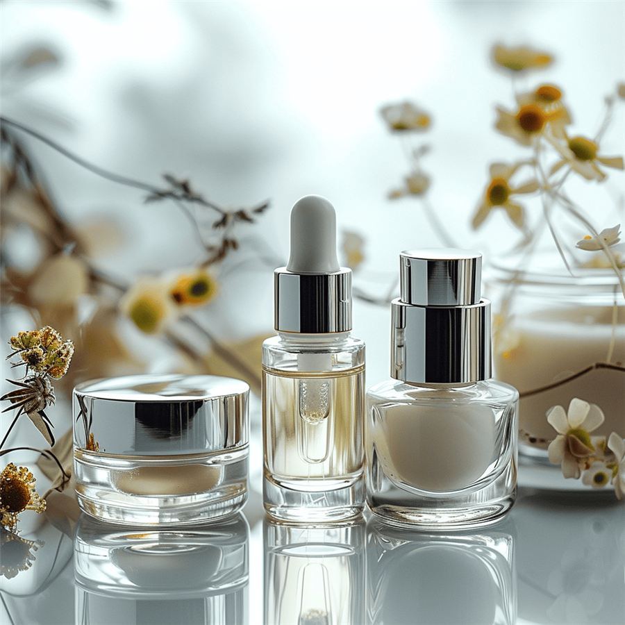 Cosmetic bottles with metal caps