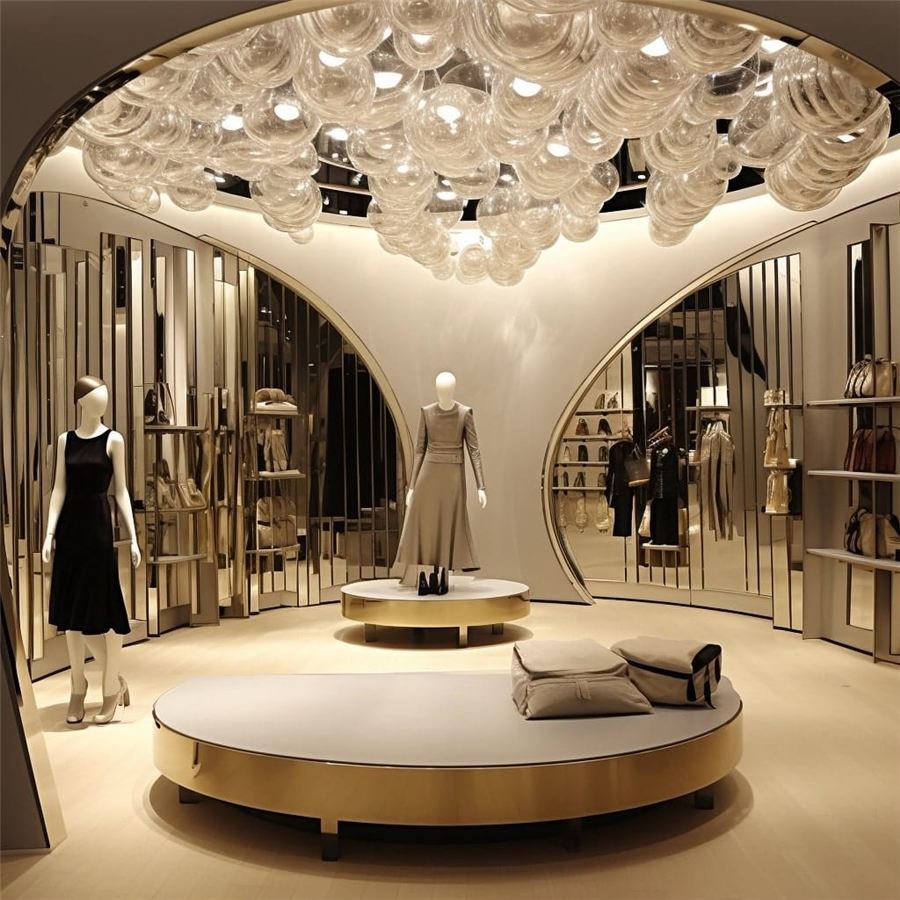 Boutique with a sculpted metal ceiling