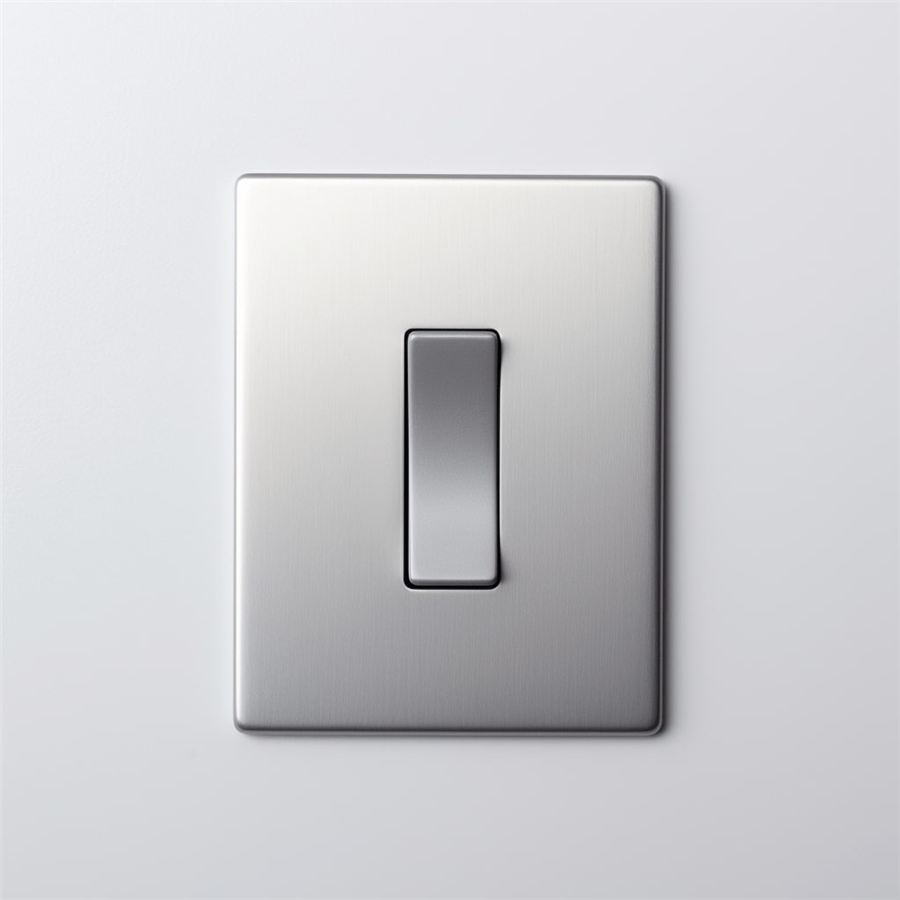 Light switch with a brushed aluminium plate